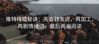 推特排错秘诀：先查转发语，再加工，再删情绪词，最后两遍阅读